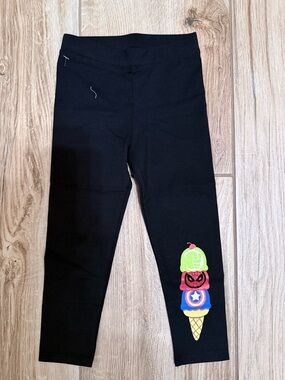 Marvel Black Leggings with Colorful Superhero Ice Cream Graphic 3T